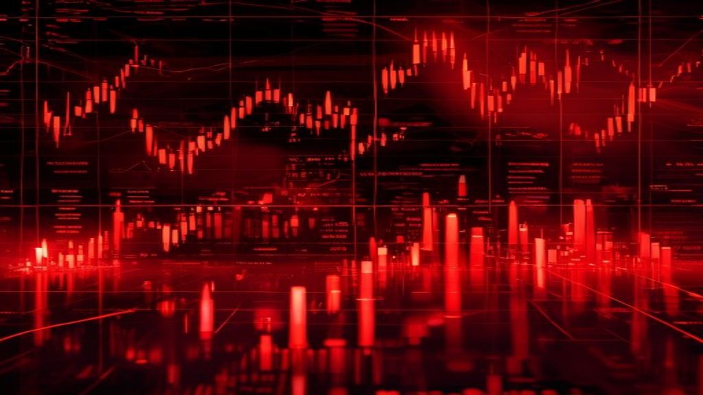 crypto market liquidation trading screen red candles