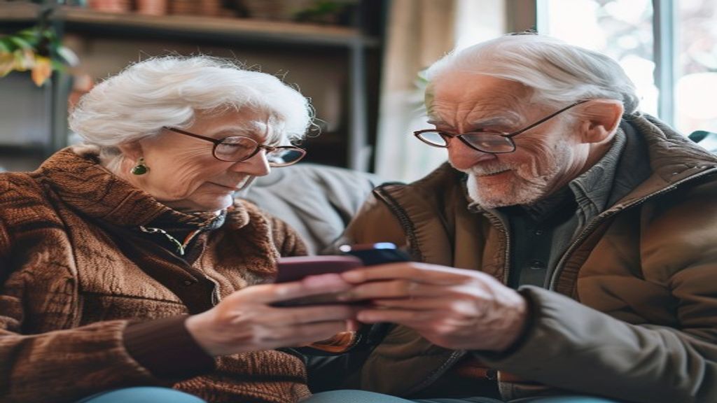 senior adults using smartphone investing digital finance