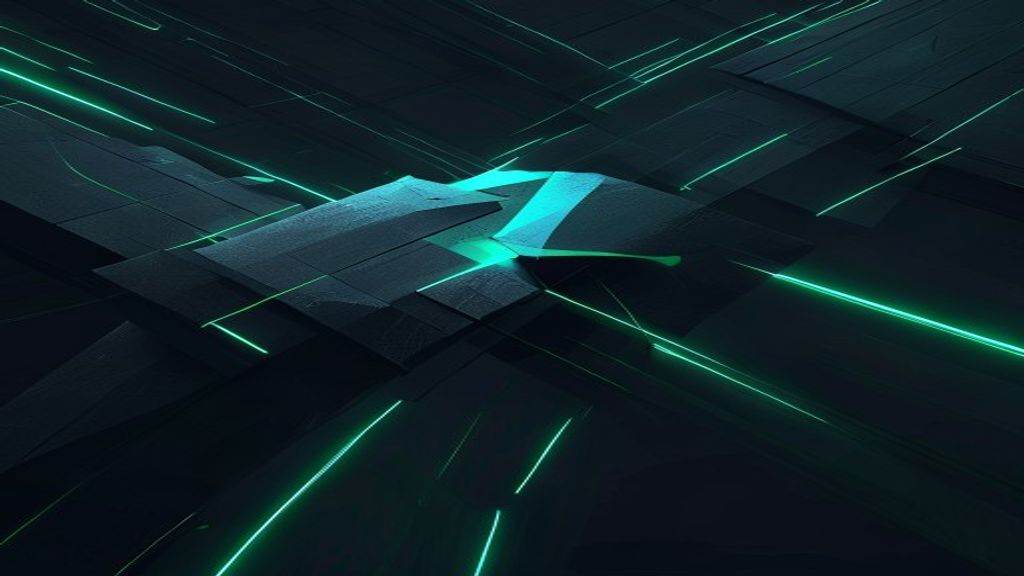 Create a minimalist 3D render editorial cover featuring an abstract digital artifact suspended in a dark void, composed