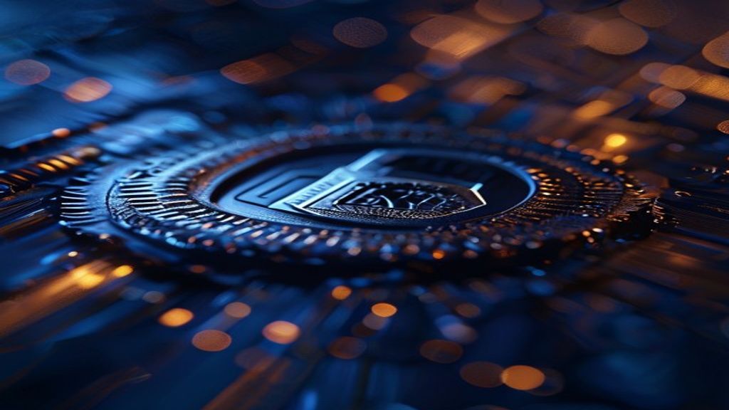 Create an editorial photograph for a cryptocurrency security article featuring a close-up of a security certification se