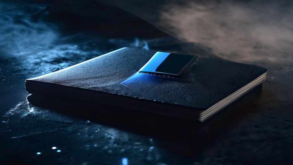 Create a dramatic editorial cover image for a cryptocurrency security guide featuring a Ledger Nano S hardware wallet. D
