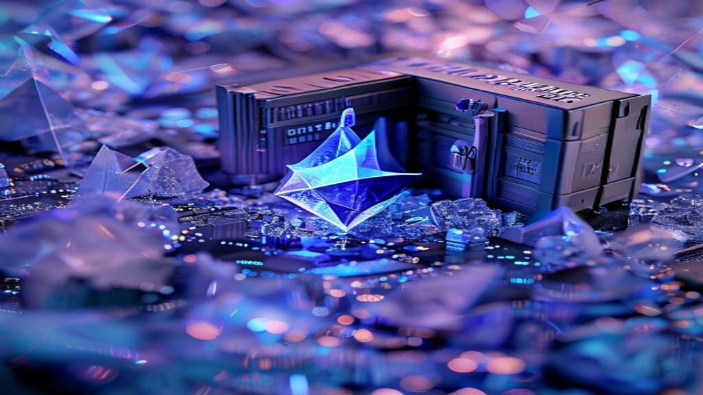 Create a tilt-shift miniature editorial cover image for a cryptocurrency news article about the Bybit Ethereum hack. Sho