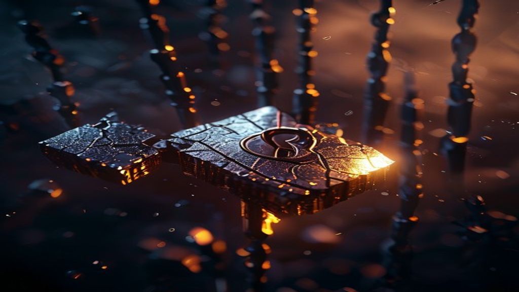 Create a dark moody studio shot for a cryptocurrency security article about Ledger Recover backup service. Feature a fra