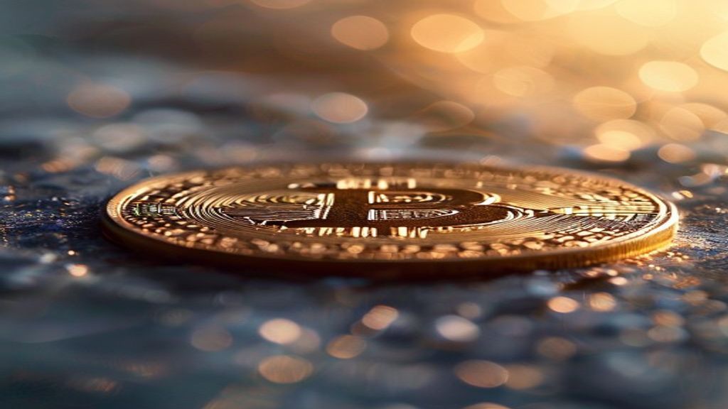 Create a tilt-shift miniature editorial cover image for a cryptocurrency blog post about Bitcoin's complete guide. Use s