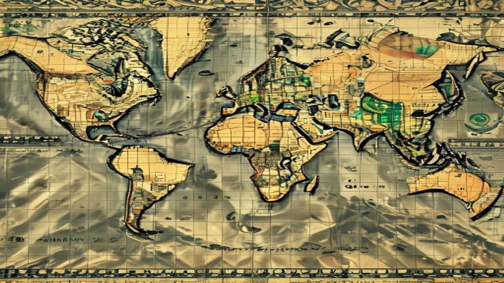 US dollar bills geopolitics world map financial crisis