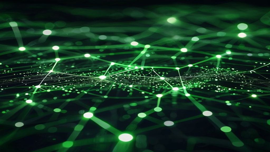 Solana blockchain network glowing green financial growth