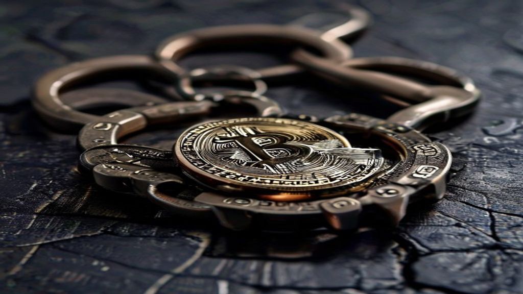 handcuffs cryptocurrency bitcoin theft crime
