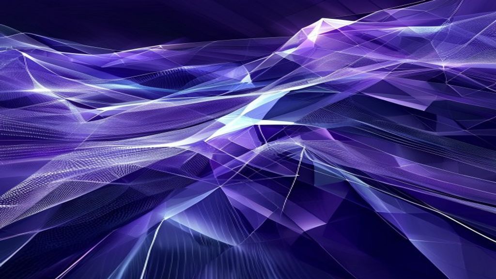 Create an abstract editorial cover image for a cryptocurrency article about Solana blockchain. Compose a dynamic geometr