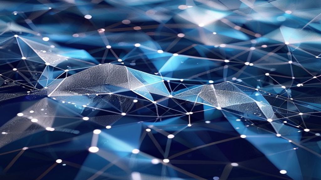 Create an editorial cover image for Stellar XLM cryptocurrency article featuring abstract geometric composition with gra