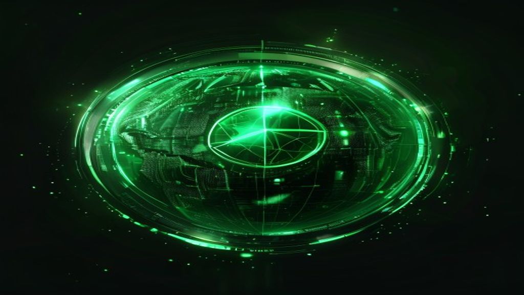 Worldcoin orb digital identity crypto token green glow