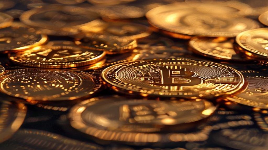 bitcoin gold coins euro financial market abstract