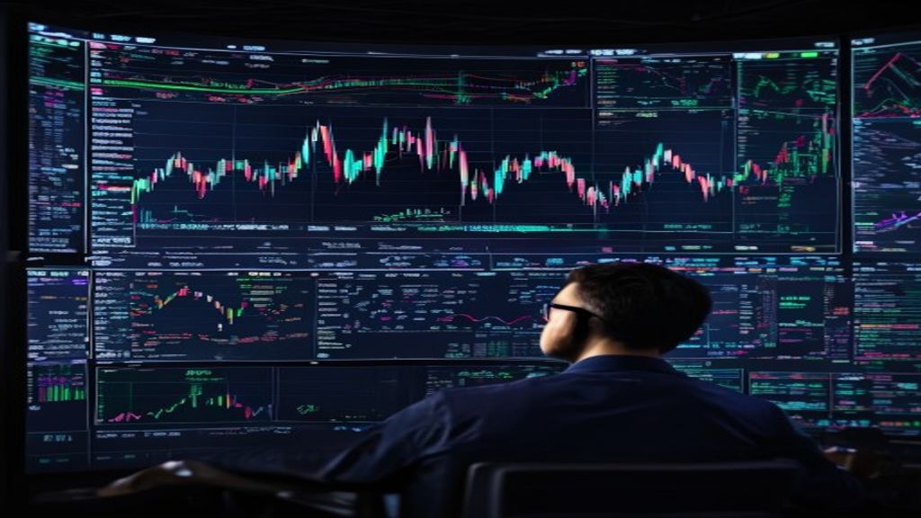 day trader screen charts cryptocurrency market analysis