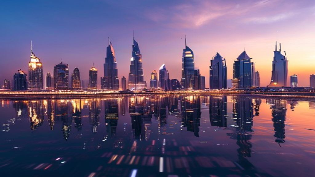 Dubai skyline crypto digital finance Asia