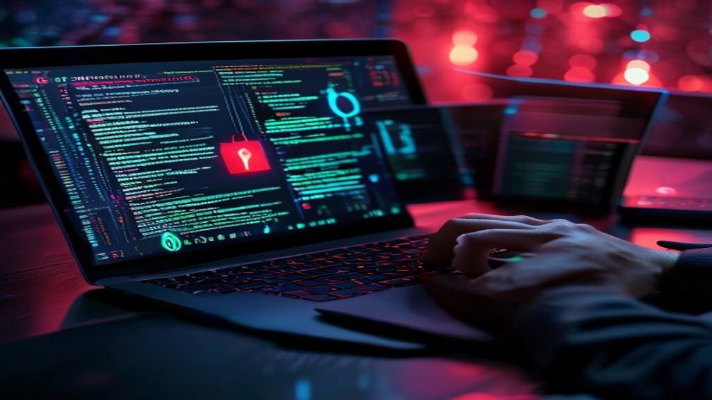 cybersecurity hacker job scam laptop malware warning