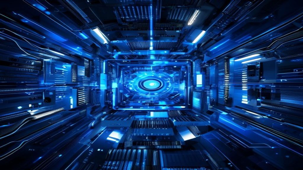 quantum computer IBM technology futuristic blue