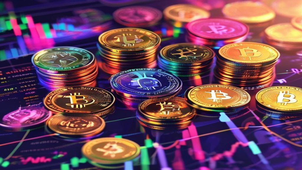 altcoin cryptocurrency market growth chart colorful coins