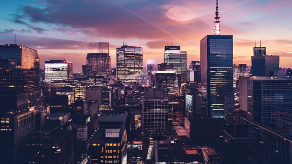 Japan Tokyo finance crypto digital currency skyline