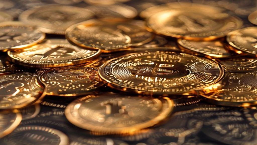 bitcoin gold coins money technology concept