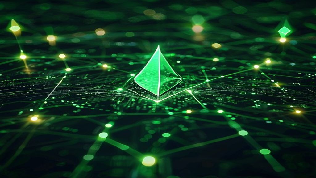 ethereum blockchain network glowing green technology