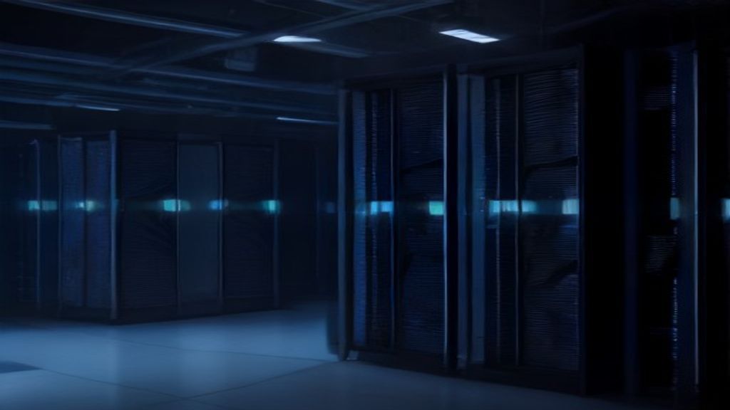 cryptocurrency mining farm servers dark room