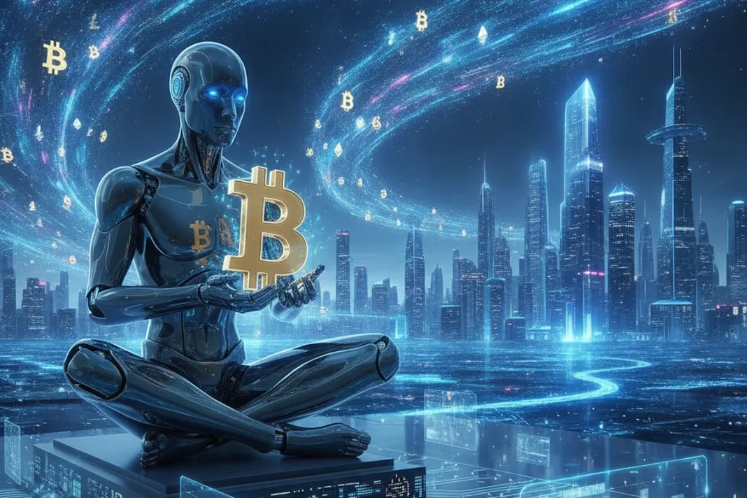 artificial intelligence robot bitcoin digital money futuristic