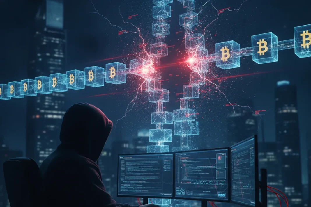 bitcoin network security vulnerability hacker blockchain