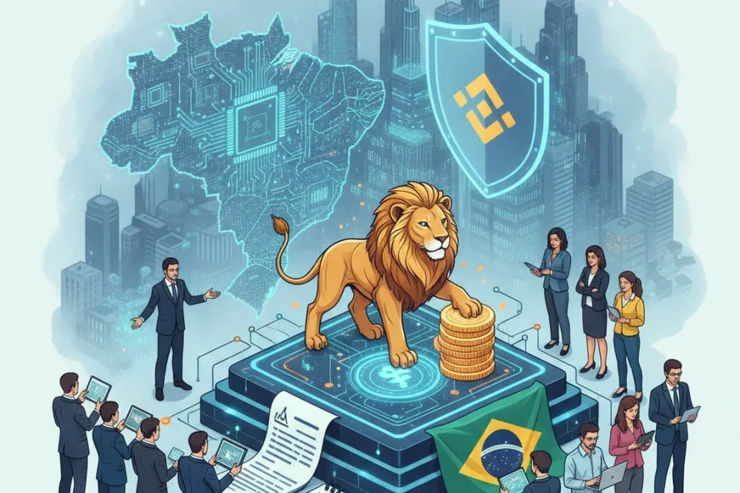 Logotipo da Binance em tela, ilustrando o pedido de licença de PSAV ao Banco Central do Brasil