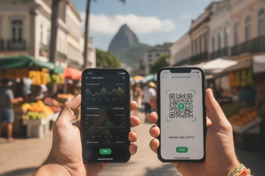 Aplicativo de exchange de criptomoedas em celular ilustra o fim da integração da Bitfinex com o Pix no Brasil