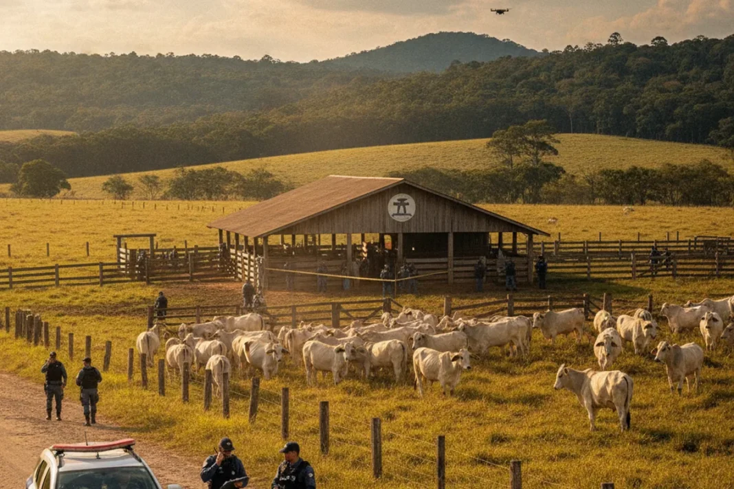Gado em fazenda no Rio Grande do Sul, alvo da Operação Apropriare que bloqueou criptomoedas de suspeitos