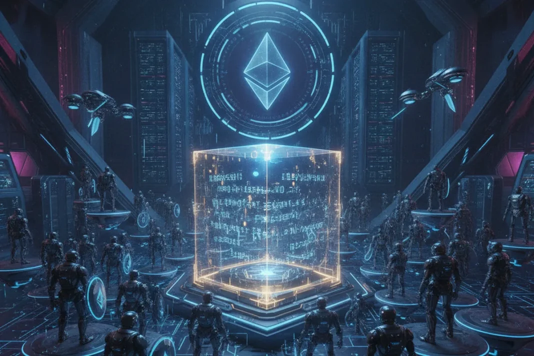 Ilustração de carteira Ethereum e chave privada fraca sendo drenada por bots, tema do teste de Austin Griffith