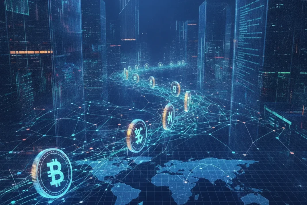 Logos de Visa, Mastercard e Coinbase representando joint venture de stablecoin submetida ao Cade no Brasil