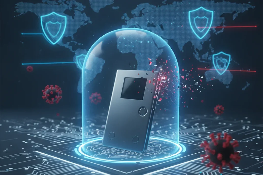 Carteira de hardware Ledger em destaque, tema da suspensão de vendas da revendedora CryptoBilis