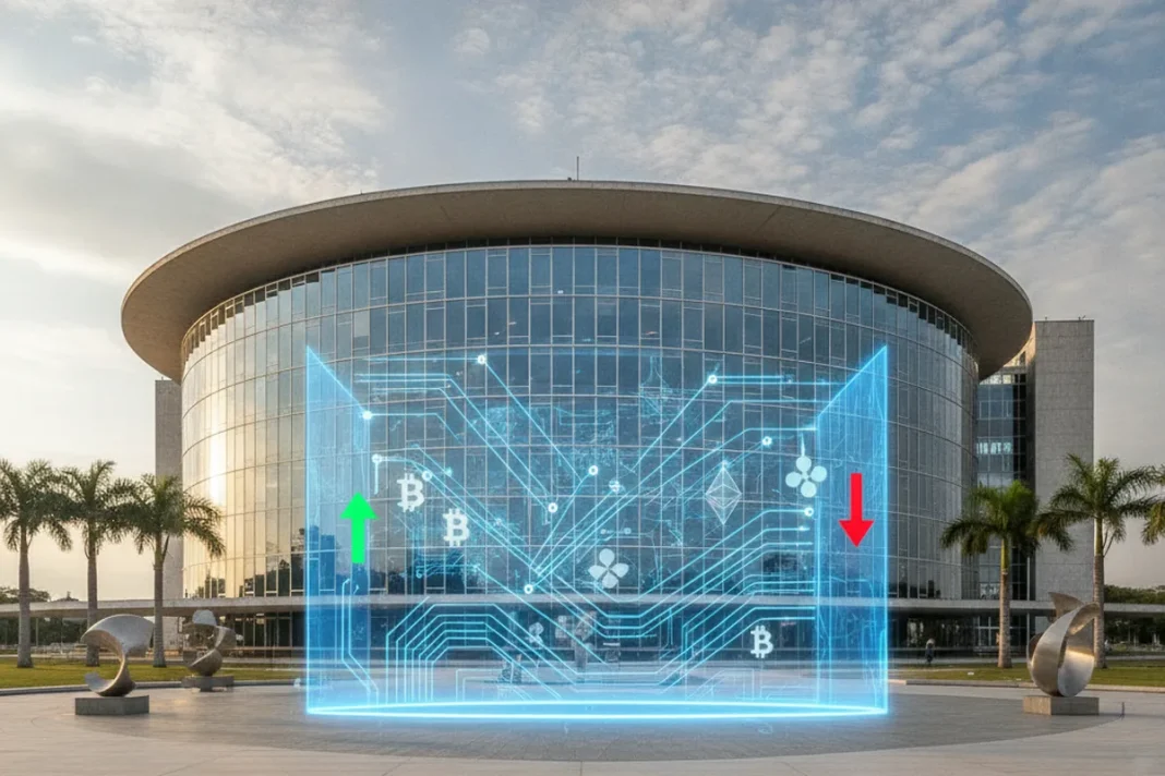 Fachada do Banco Central do Brasil, que recebe pedidos de licença cripto de empresas como Avenia, Liqi, Bloquo, Nonco e Lumx