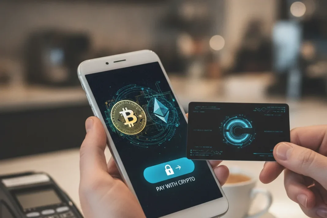 Cartão de criptomoedas Oobit ao lado de smartphone, ilustrando o encerramento das contas de brasileiros